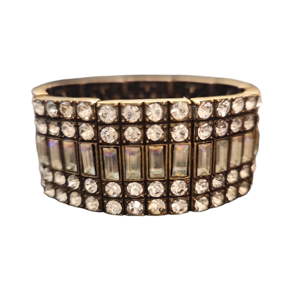 NWT ViVl Genuine Crystal Silvertone Stretch Bracelet